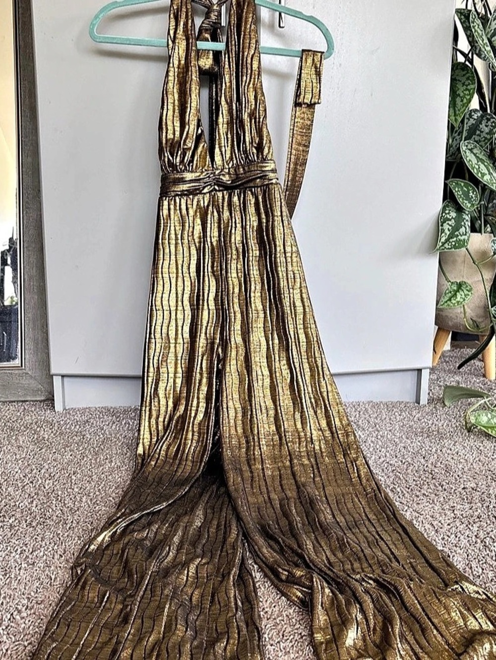 For The Glowing Soul Gold Maxi Dress Like New